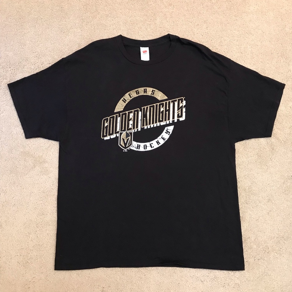 Las Vegas Golden Knights Hockey Graphic T Shirt Mens Size 2XL Black Hanes Cotton